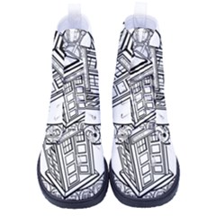 Bad Wolf Tardis Art Drawing Doctor Who High-top Canvas Sneakers by Mog4mog4