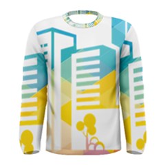 Silhouette Cityscape Building Icon Color City Men s Long Sleeve Tee by Mog4mog4