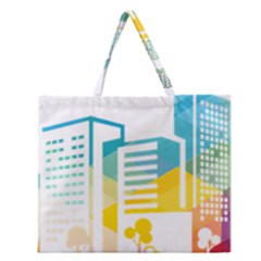 Silhouette Cityscape Building Icon Color City Zipper Large Tote Bag by Mog4mog4