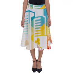 Silhouette Cityscape Building Icon Color City Perfect Length Midi Skirt by Mog4mog4