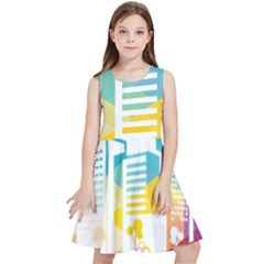 Silhouette Cityscape Building Icon Color City Kids  Skater Dress by Mog4mog4