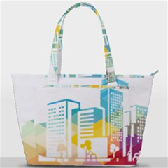 Silhouette Cityscape Building Icon Color City Back Pocket Shoulder Bag  by Mog4mog4