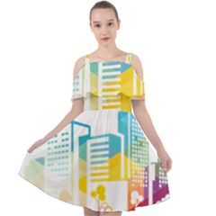 Silhouette Cityscape Building Icon Color City Cut Out Shoulders Chiffon Dress by Mog4mog4