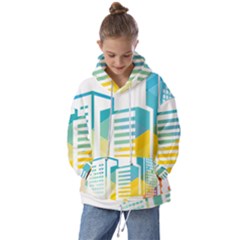 Silhouette Cityscape Building Icon Color City Kids  Oversized Hoodie by Mog4mog4