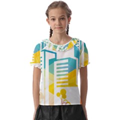 Silhouette Cityscape Building Icon Color City Kids  Frill Chiffon Blouse by Mog4mog4