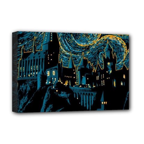 Hogwarts Castle Van Gogh Deluxe Canvas 18  X 12  (stretched) by Mog4mog4