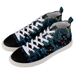 Hogwarts Castle Van Gogh Men s Mid-top Canvas Sneakers by Mog4mog4