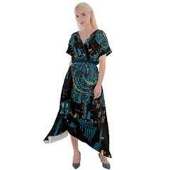 Hogwarts Castle Van Gogh Cross Front Sharkbite Hem Maxi Dress by Mog4mog4