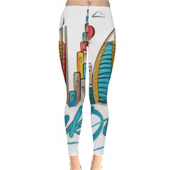 Burj Khalifa Skyline Clip Art Drawing Comic World Leggings  by Mog4mog4