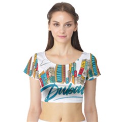 Burj Khalifa Skyline Clip Art Drawing Comic World Short Sleeve Crop Top by Mog4mog4