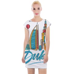 Burj Khalifa Skyline Clip Art Drawing Comic World Cap Sleeve Bodycon Dress by Mog4mog4