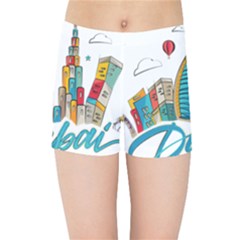 Burj Khalifa Skyline Clip Art Drawing Comic World Kids  Sports Shorts by Mog4mog4