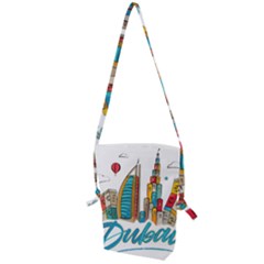 Burj Khalifa Skyline Clip Art Drawing Comic World Folding Shoulder Bag by Mog4mog4