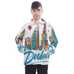 Burj Khalifa Skyline Clip Art Drawing Comic World Men s Half Zip Pullover by Mog4mog4