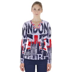 Big Ben City Of London V-neck Long Sleeve Top by Mog4mog4