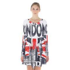 Big Ben City Of London Long Sleeve Velvet V-neck Dress