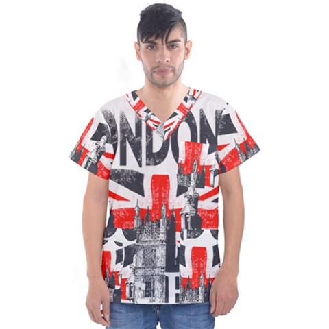 Big Ben City Of London Men s V-neck Scrub Top by Mog4mog4