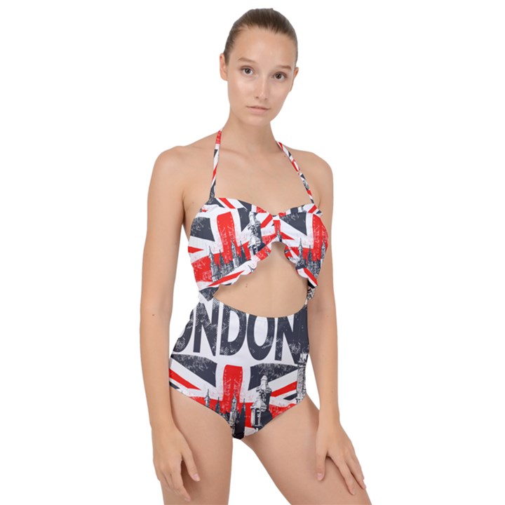 Big Ben City Of London Scallop Top Cut Out Swimsuit