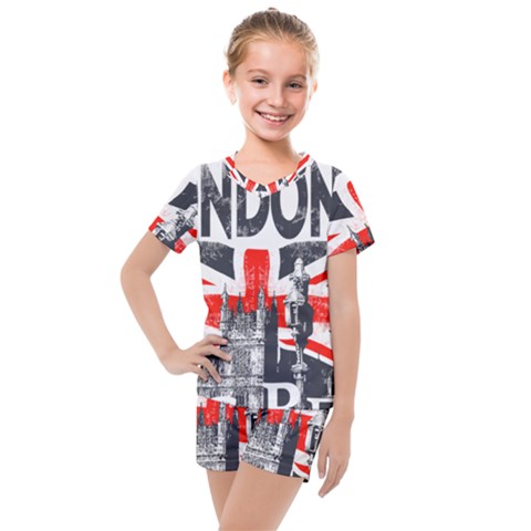 Big Ben City Of London Kids  Mesh Tee And Shorts Set by Mog4mog4