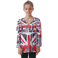 Big Ben City Of London Kids  V Neck Casual Top by Mog4mog4