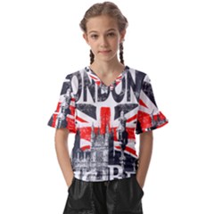 Big Ben City Of London Kids  V-neck Horn Sleeve Blouse by Mog4mog4