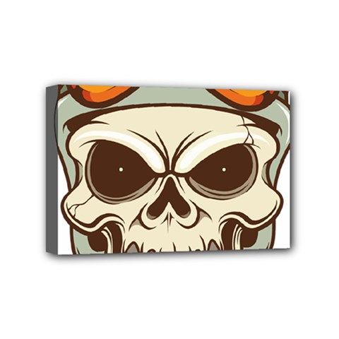 Motorcycle Helmet Skull Clip Art Cranial Skeleton Mini Canvas 6  X 4  (stretched) by Mog4mog4