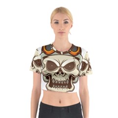 Motorcycle Helmet Skull Clip Art Cranial Skeleton Cotton Crop Top by Mog4mog4