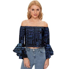 Doctor Who Tardis Off Shoulder Flutter Bell Sleeve Top by Mog4mog4