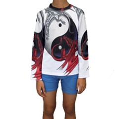 Yin And Yang Chinese Dragon Kids  Long Sleeve Swimwear by Mog4mog4