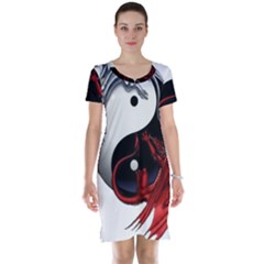 Yin And Yang Chinese Dragon Short Sleeve Nightdress by Mog4mog4