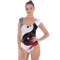 Yin And Yang Chinese Dragon Short Sleeve Leotard  by Mog4mog4