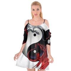 Yin And Yang Chinese Dragon Cutout Spaghetti Strap Chiffon Dress by Mog4mog4