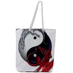 Yin And Yang Chinese Dragon Full Print Rope Handle Tote (large) by Mog4mog4