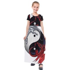 Yin And Yang Chinese Dragon Kids  Short Sleeve Maxi Dress by Mog4mog4