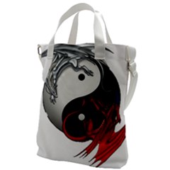 Yin And Yang Chinese Dragon Canvas Messenger Bag by Mog4mog4