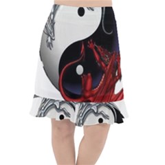 Yin And Yang Chinese Dragon Fishtail Chiffon Skirt by Mog4mog4