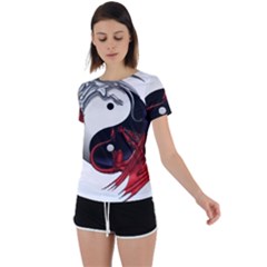 Yin And Yang Chinese Dragon Back Circle Cutout Sports Tee by Mog4mog4