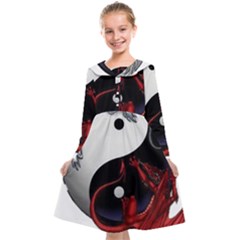 Yin And Yang Chinese Dragon Kids  Midi Sailor Dress by Mog4mog4