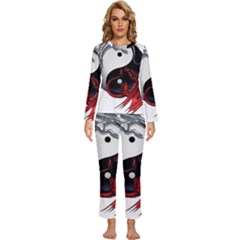 Yin And Yang Chinese Dragon Womens  Long Sleeve Lightweight Pajamas Set by Mog4mog4