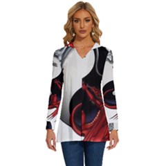 Yin And Yang Chinese Dragon Long Sleeve Drawstring Hooded Top by Mog4mog4