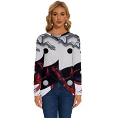 Yin And Yang Chinese Dragon Long Sleeve Crew Neck Pullover Top by Mog4mog4