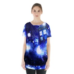 Tardis Background Space Skirt Hem Sports Top by Mog4mog4