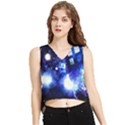 Tardis Background Space V-Neck Cropped Tank Top View1