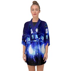 Tardis Background Space Half Sleeve Chiffon Kimono by Mog4mog4