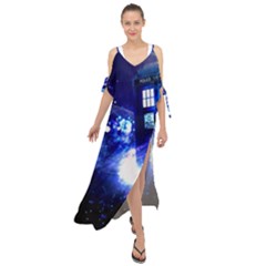 Tardis Background Space Maxi Chiffon Cover Up Dress by Mog4mog4