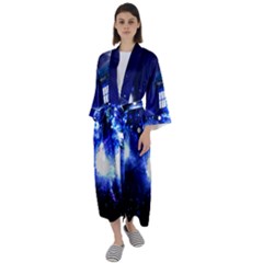 Tardis Background Space Maxi Satin Kimono by Mog4mog4