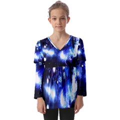 Tardis Background Space Kids  V Neck Casual Top by Mog4mog4