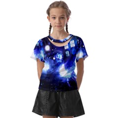 Tardis Background Space Kids  Front Cut Tee by Mog4mog4