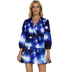 Tardis Background Space V-neck Placket Mini Dress by Mog4mog4