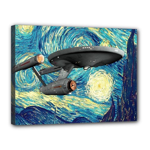 Star Starship The Starry Night Van Gogh Canvas 16  X 12  (stretched) by Mog4mog4